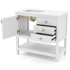 Freestanding Bathroom Vanity Unit with Basin Floor Storage Cabinet