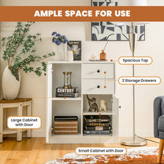 2-Door Free-standing Kitchen Sideboard with Adjustable Shelves