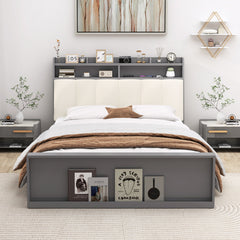 Full Size Bed Frame with Storage Modern Platform Bed with Headboard