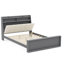 Full Size Bed Frame with Storage Modern Platform Bed with Headboard