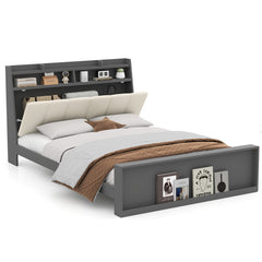 Full Size Bed Frame with Storage Modern Platform Bed with Headboard