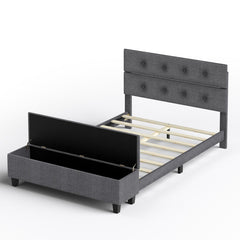 Twin/Full/Queen Upholstered Bed Frame with Ottoman Storage