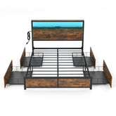 Full/Queen Size Bed Frame with Smart LED Lights and Storage Drawers