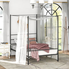 Twin/Full/Queen Size Metal Canopy Bed Frame with Slat Support