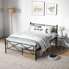 Full/Queen Size Metal Platform Bed Frame with Headboard and Footboard