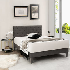 Full/Queen Size Upholstered Platform Bed with Tufted Headboard