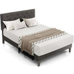 Full/Queen Size Upholstered Platform Bed with Tufted Headboard