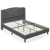 Full/Queen Size Upholstered Platform Bed Frame with Button Tufted Headboard