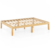Full Size Wood Bed Frame with Wooden Slats Support and Rubber Wood Legs