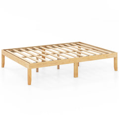 Full Size Wood Bed Frame with Wooden Slats Support and Rubber Wood Legs