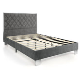 Full/Queen Size Upholstered Bed Frame with Velvet Headboard