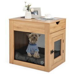 Furniture Style Dog Kennel with Drawer and Removable Dog Bed