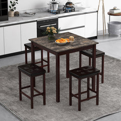 5-Piece Bar Table Set Counter-Height Dining Table and 4 Bar Stools