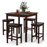 5-Piece Bar Table Set Counter-Height Dining Table and 4 Bar Stools
