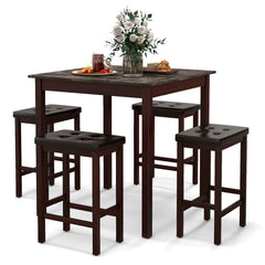 5-Piece Bar Table Set Counter-Height Dining Table and 4 Bar Stools
