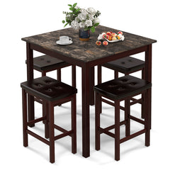 5-Piece Bar Table Set Counter-Height Dining Table and 4 Bar Stools