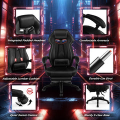 Gaming Chair Racing Style Swivel Chair with Footrest and Adjustable Lumbar Pillow