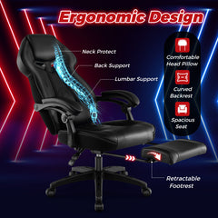 Gaming Chair Racing Style Swivel Chair with Footrest and Adjustable Lumbar Pillow
