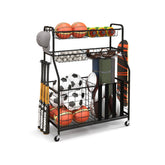 Garage Sports Equipment Organizer with Hooks & Baskets for Basketball