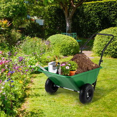 Dual-Wheel Wheelbarrow Garden Utility Cart with Pneumatic Tires