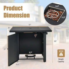 50,000 BTU 32 Inch Square Propane Gas Fire Pit Table