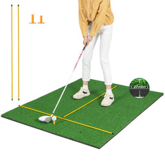 Artificial Turf Mat Includes 2 Rubber Tees and 2 Alignment Sticks for Indoor and Outdoor Golf Practice
