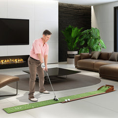 Golf Putting Mat Practice Training Aid with Auto Ball Return and 2/3 Hole Sizes