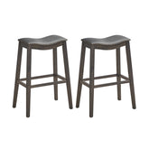 29 Inch Set of 2 Wood Nailhead Barstools with PVC Leather Seat