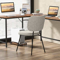 Set of 2 Modern Armless Dining Chairs with Linen Fabric