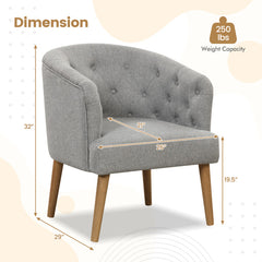 Upholstered Tub Chair with Solid Rubber Wood Legs and Adjustable Foot Pads for Living Room