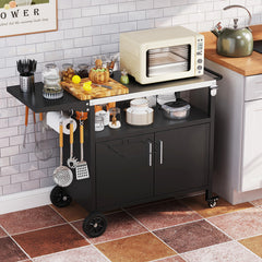 Outdoor Grill Cart with Storage and Folding Stainless Steel Top