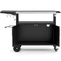 Outdoor Grill Cart with Storage and Folding Stainless Steel Top