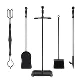 5-Piece Fireplace Tool Set with Tong Brush Shovel Poker Stand