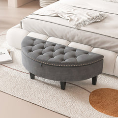 Half Moon Storage Bench with Rubber Wood Legs