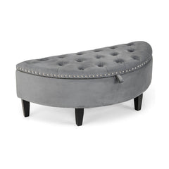 Half Moon Storage Bench with Rubber Wood Legs