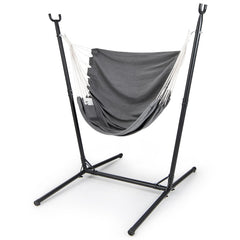 Hammock Chair with Stand 6-Position Adjustable Height and Side Pocket