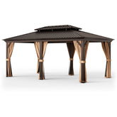 12' x 20' Double-Roof Hardtop Gazebo with Galvanized Steel Roof