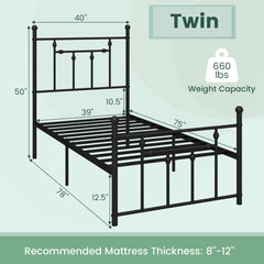 Full/Queen/Twin Size Heavy-duty Metal Bed Frame with Headboard