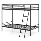 Heavy Duty Metal Bunk Bed with Ladder and Safety Guardrails