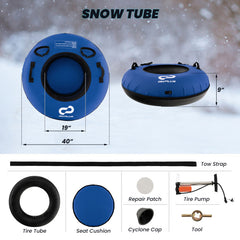 40 Inch Inflatable Snow Sled for Kids and Adults