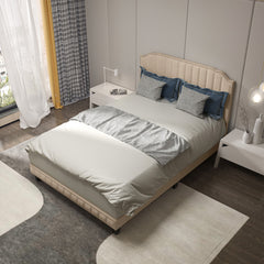 Heavy Duty Upholstered Bed Frame with Rivet Headboard