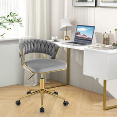 360° Height Adjustable Swivel Upholstered Desk Computer Chair with Hand-woven Back