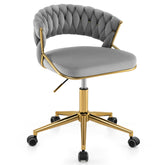 360° Height Adjustable Swivel Upholstered Desk Computer Chair with Hand-woven Back