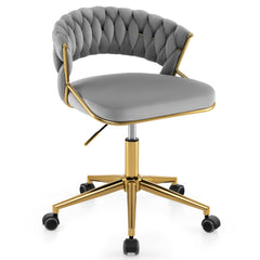 360° Height Adjustable Swivel Upholstered Desk Computer Chair with Hand-woven Back