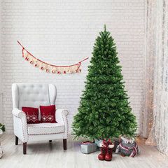 6/7/8 Feet Hinged Christmas Tree with PVC Branch Tips Warm White LED Lights