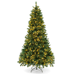 6/7/8 Feet Hinged Christmas Tree with PVC Branch Tips Warm White LED Lights