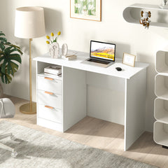 Home Office Desk with Power Outlet 3 Storage Drawers and Open Compartment
