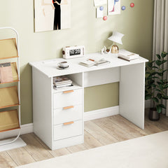 Home Office Desk with Power Outlet 3 Storage Drawers and Open Compartment