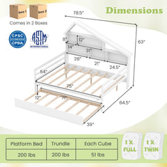 House-Shaped Full Size Daybed with Twin Size Trundle