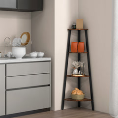 4-Tier Industrial Corner Ladder Shelf Display Rack for Home Office
